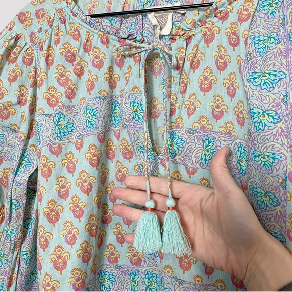 Anthro Lilka Sweetest Dream Tie Neck Printed Top - Picture 5 of 9